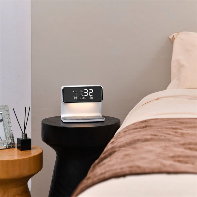 3-in-1 LCD Alarm Clock with Touch Lamp & Wireless Charger 3