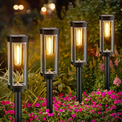 Lanterne Solari da Giardino LED con Vetro Luminoso