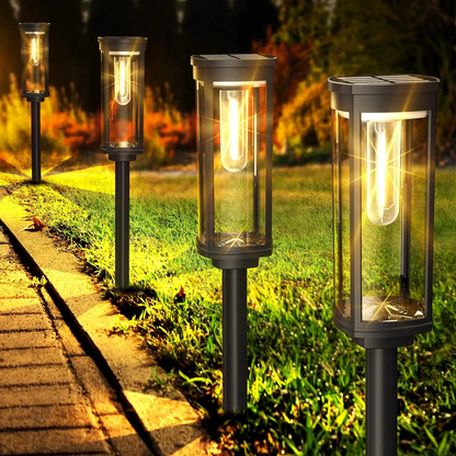 Lanterne Solari da Giardino LED con Vetro Luminoso