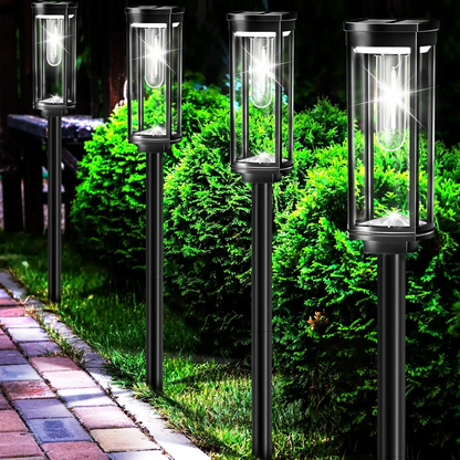 Lanterne Solari da Giardino LED con Vetro Luminoso