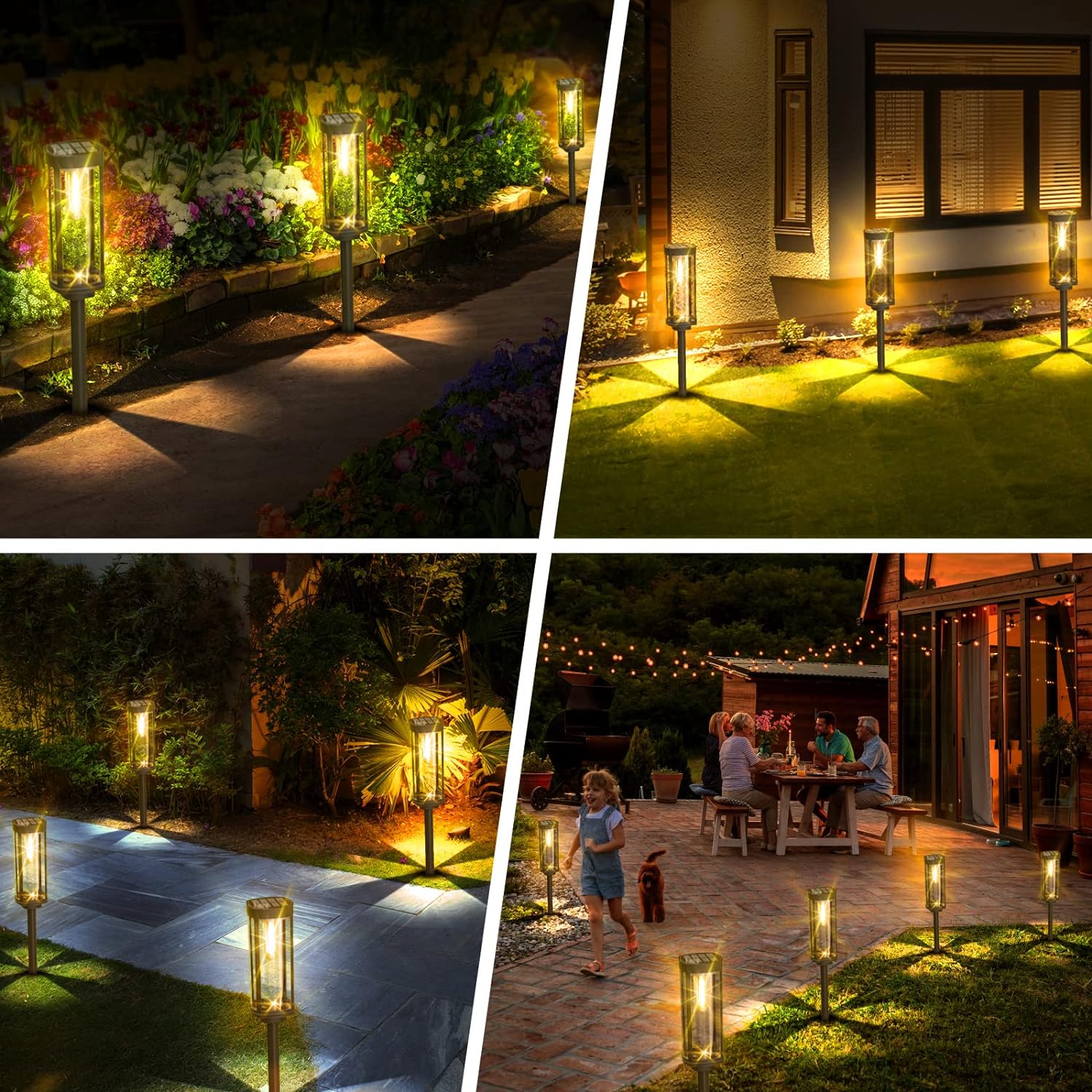 Lanterne Solari da Giardino LED con Vetro Luminoso