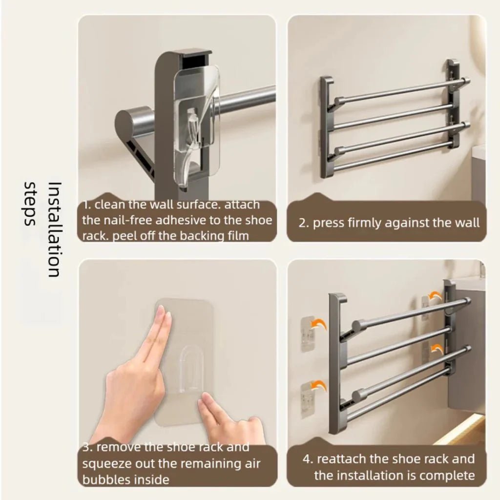 Wall-Mounted Shoe Rack with Drainage System — Space-Saving 60cm 4