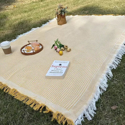 Coperta da Picnic Intrecciata Boho con Nappe Decorative