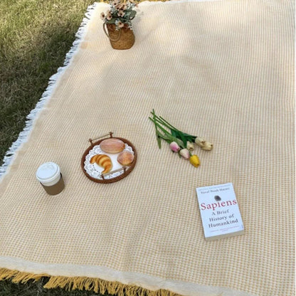 Coperta da Picnic Intrecciata Boho con Nappe Decorative