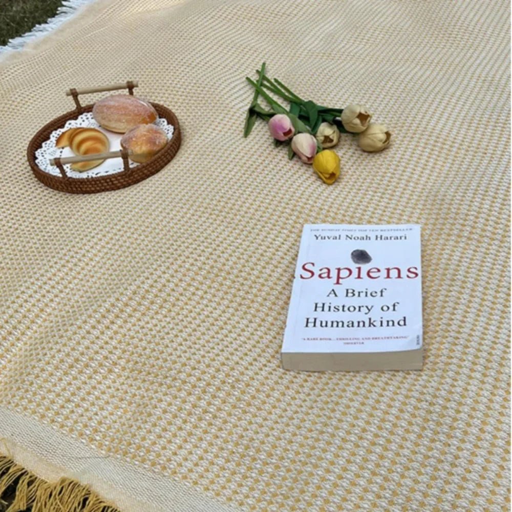 Coperta da Picnic Intrecciata Boho con Nappe Decorative