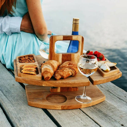 Vouwbare Houten Picknicktafel met Flessenhouder en Bekerhouders