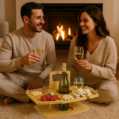 Vouwbare Houten Picknicktafel met Compartimenten - WineNest