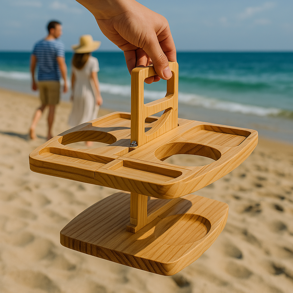 Vouwbare Houten Picknicktafel met Compartimenten - WineNest