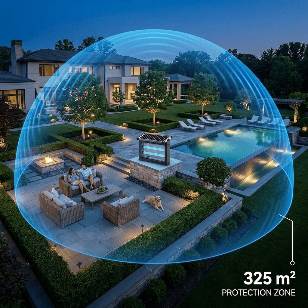 Piège à Moustiques Solaire d'Extérieur - Couverture 325 m², Sûr et Naturel