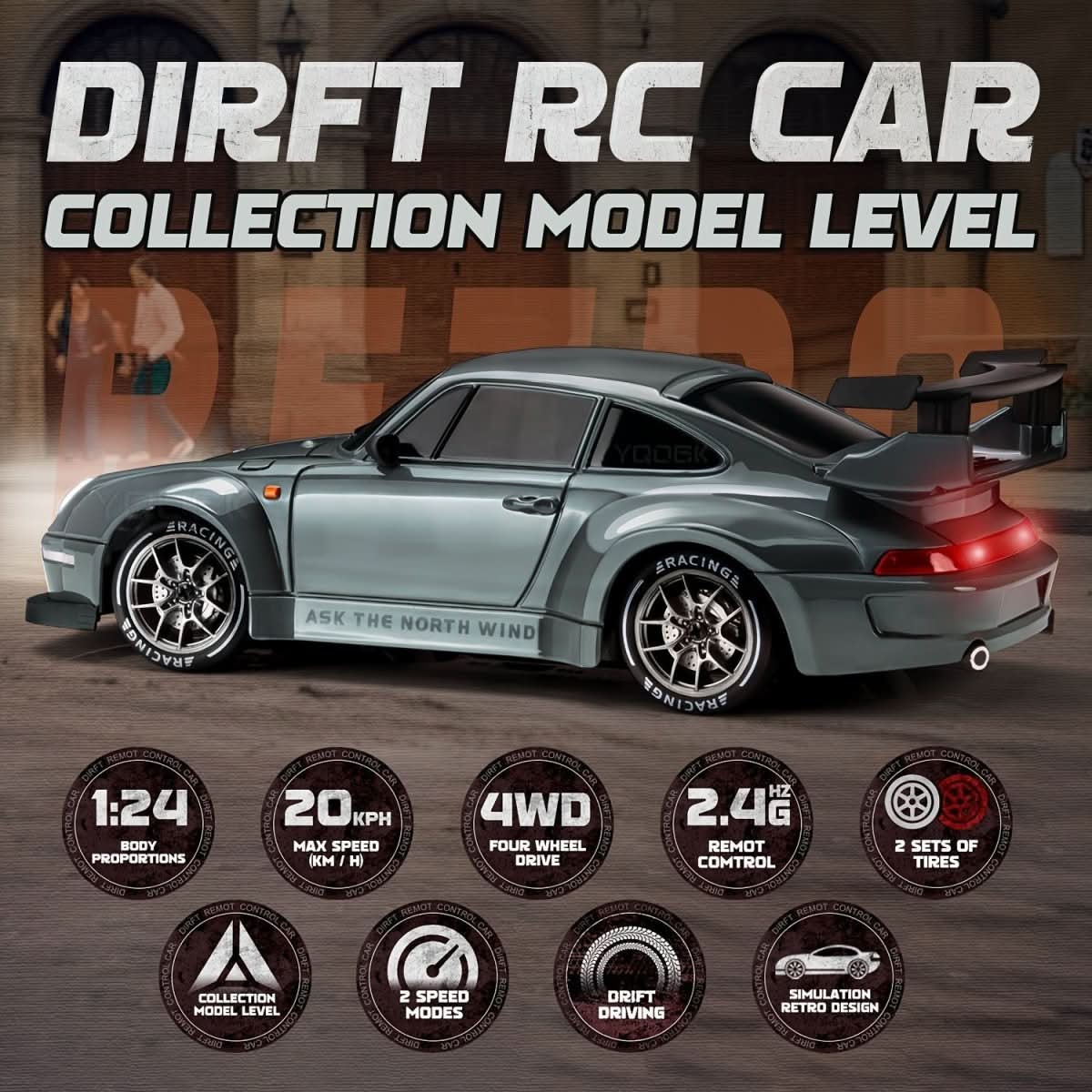 RC Drift Car 1:24 Scale with LED Wheels & 4WD Drive System 5
