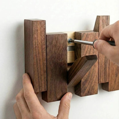 Wooden Wall Coat Rack Piano Design — Solid Wood Hooks 4