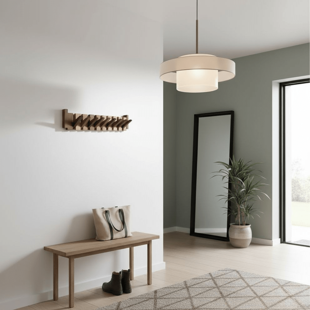 Wooden Wall Coat Rack Piano Design — Solid Wood Hooks 1