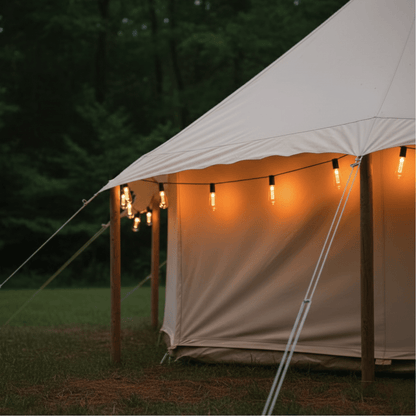 CampGlow VintageLights — Luci Solari Stringa LED Vintage Esterno IP65