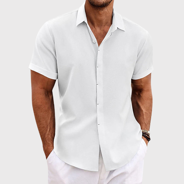 Camicia da Uomo in Lino Manica Corta Estiva Traspirante