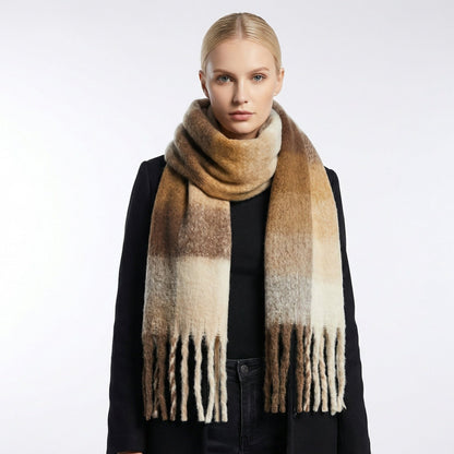 Large Winter Scarf with Fringe – Soft Warm Oversized Wrap 1