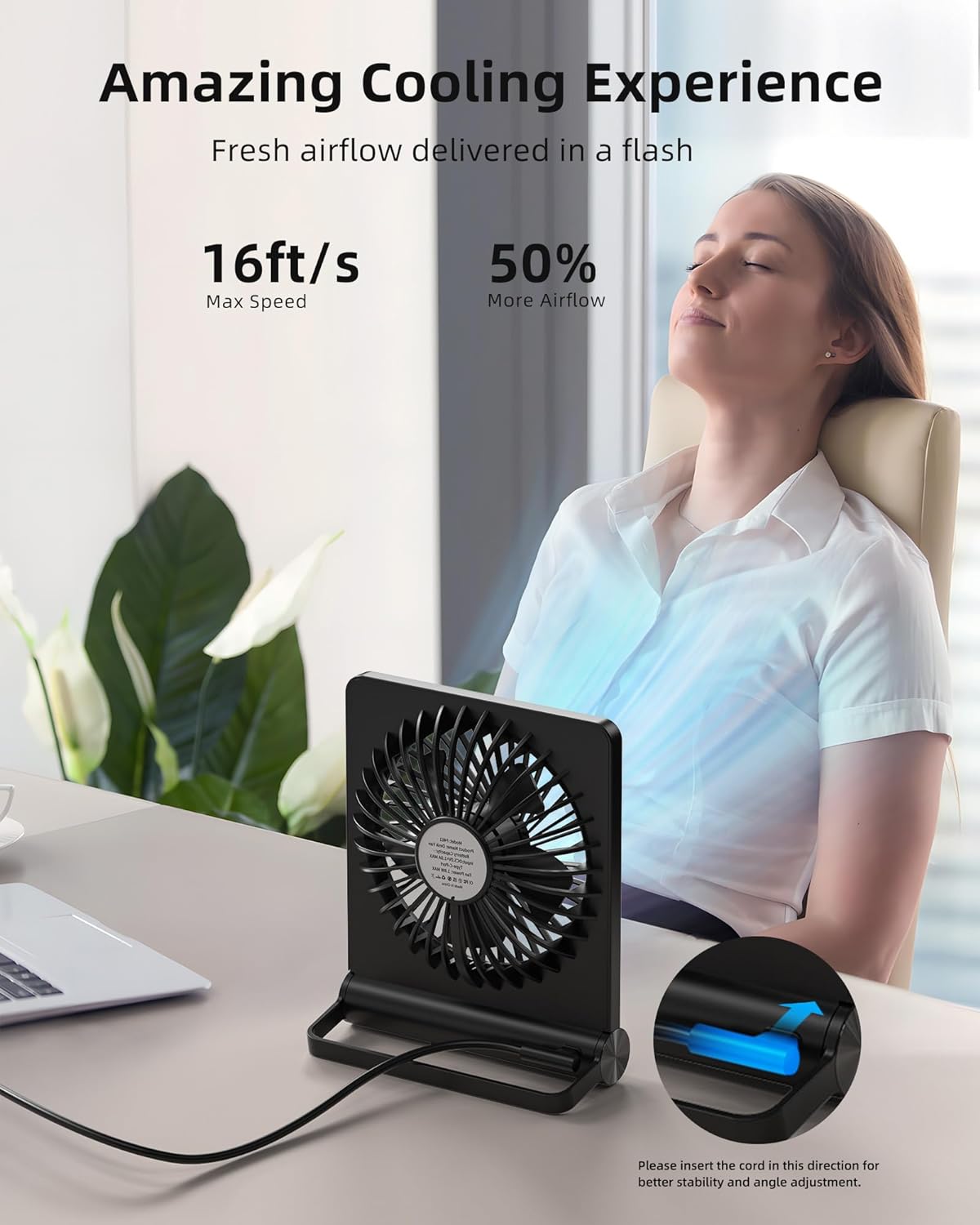 Ventilateur de Bureau Ultra-Silencieux Compact avec Alimentation USB