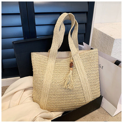 Women's Rattan Handbag - Eco Boho Shoulder Bag 45x36cm 4