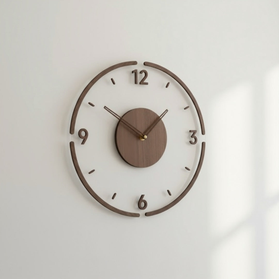 Silent Scandinavian Wall Clock Natural Wood 35 cm — Nordic 1