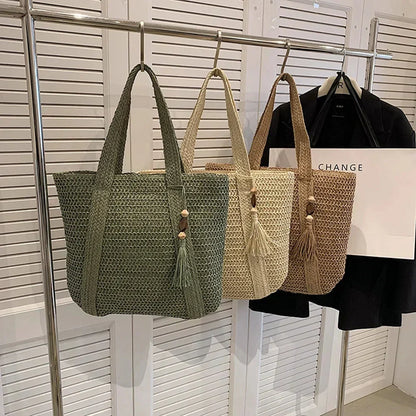 Women's Rattan Handbag - Eco Boho Shoulder Bag 45x36cm 2