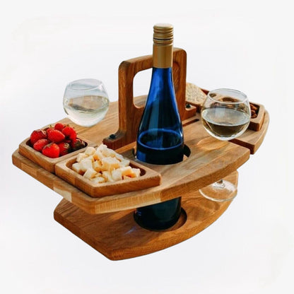 Tavolino da Picnic in Legno per Vino e Aperitivi