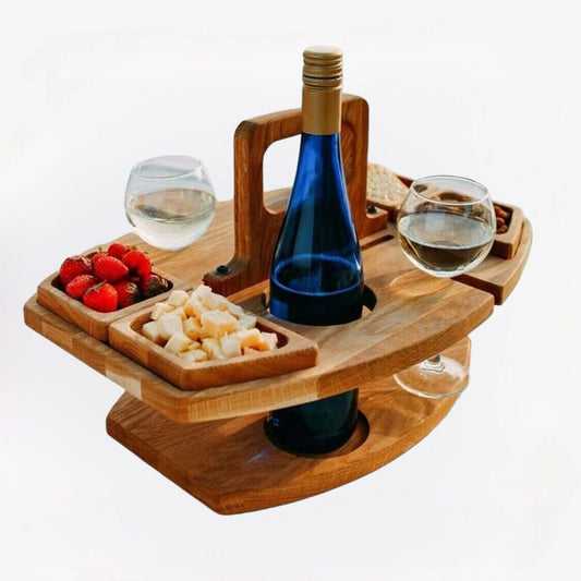 Tavolino da Picnic in Legno per Vino e Aperitivi