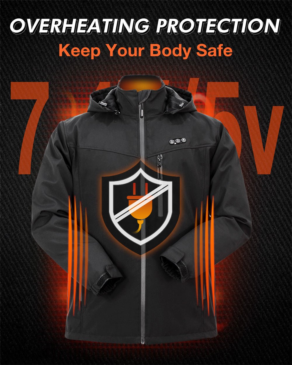 Men's Heated Jacket — 8 Heating Zones Rechargeable Winter Coat 9