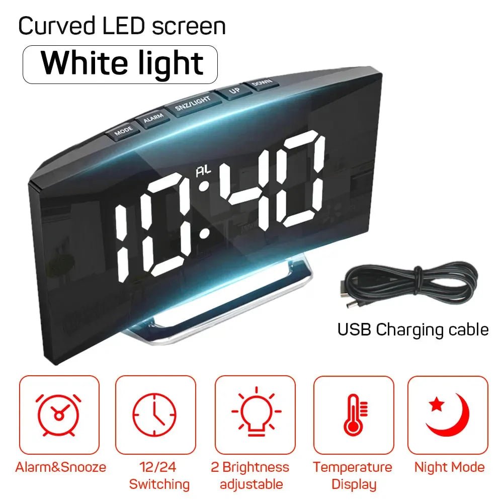 Silent Digital LED Alarm Clock — Large Display Slim Design 3