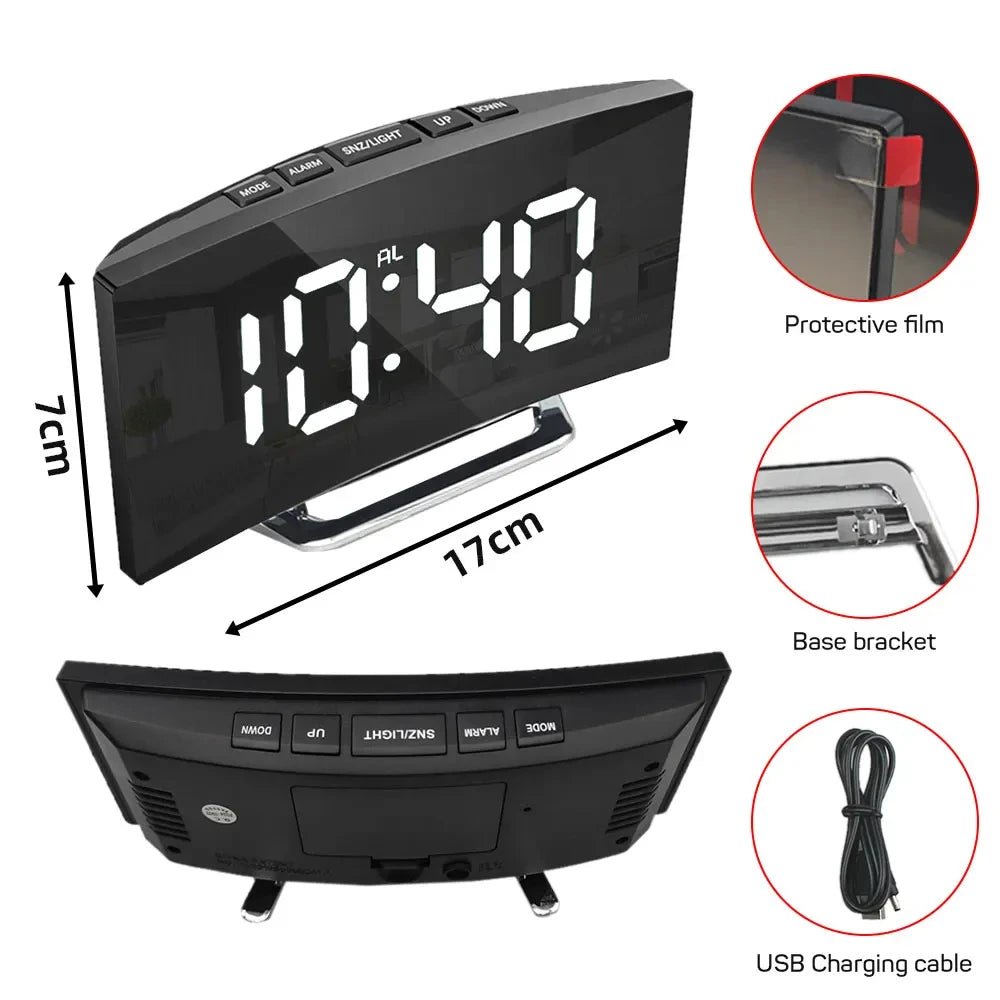 Silent Digital LED Alarm Clock — Large Display Slim Design 7