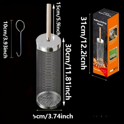 Rollgrill — Stainless Steel Rotating BBQ Grill Basket 8