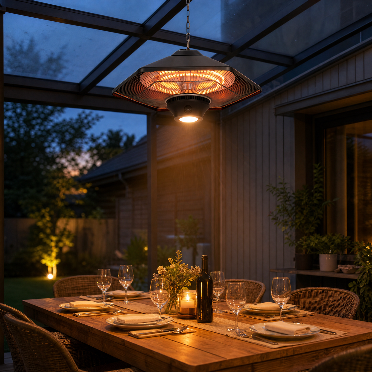 Infrared Ceiling Patio Heater — Carbon Fiber Tube 1500W 2