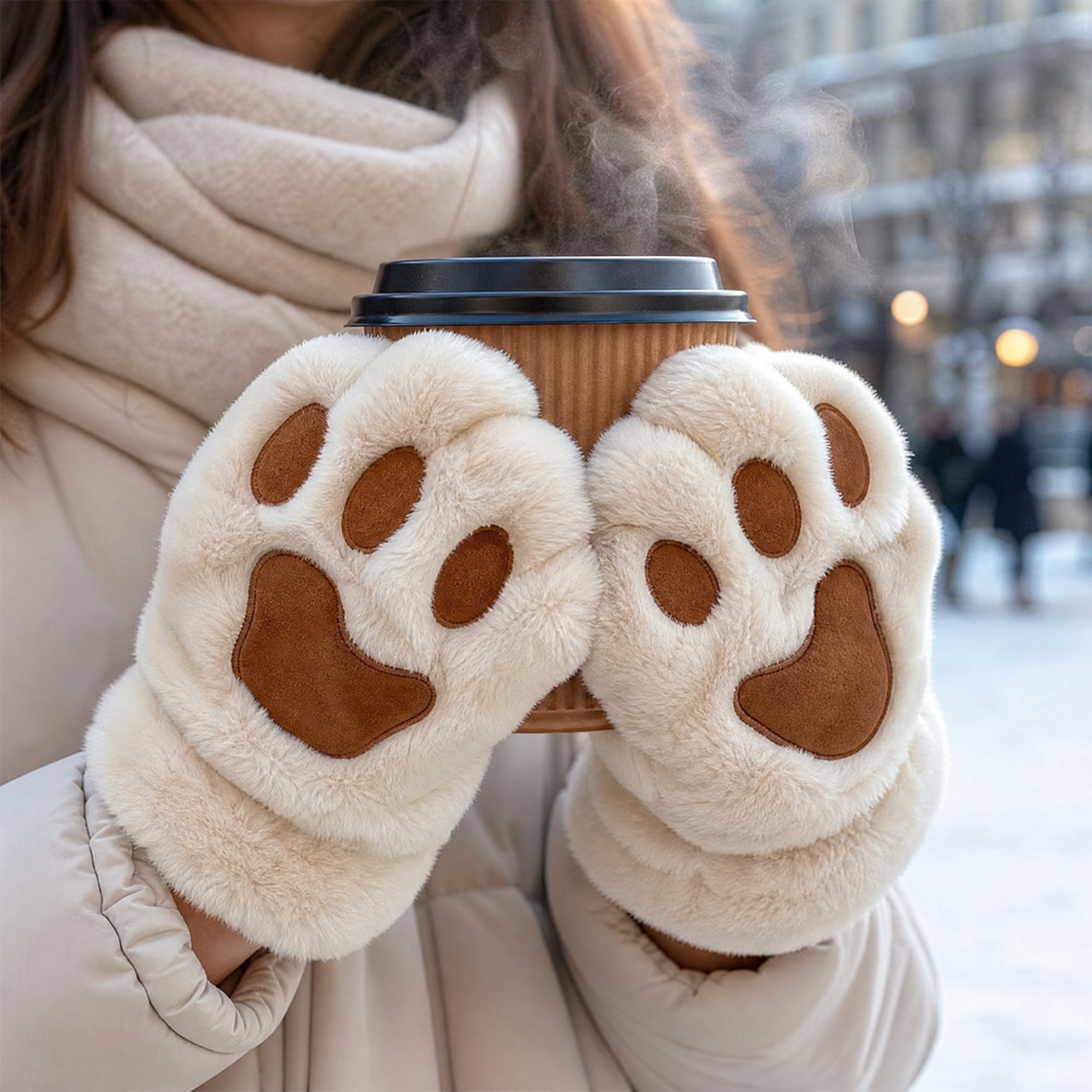 Cat Paw Plush Fingerless Gloves — One Size Fits All 2