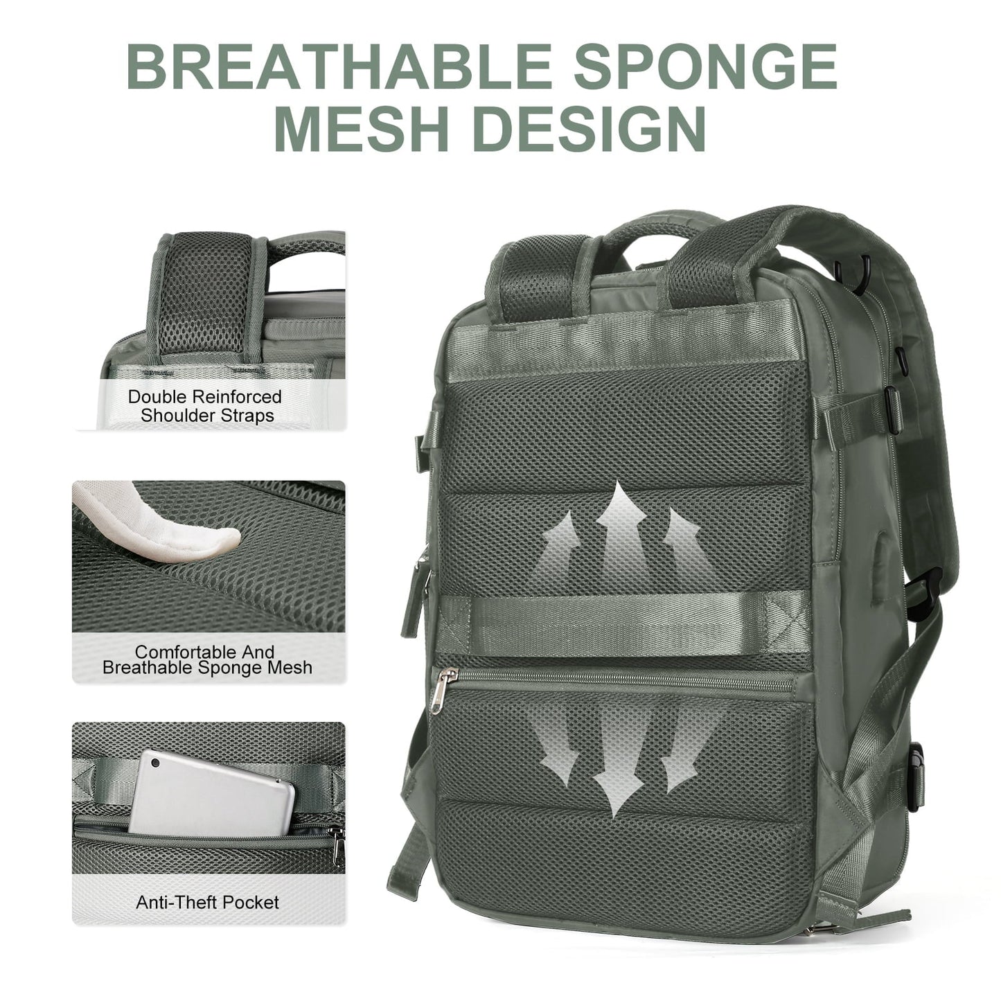 Zaino da Viaggio Donna 35L Impermeabile Multifunzione con USB