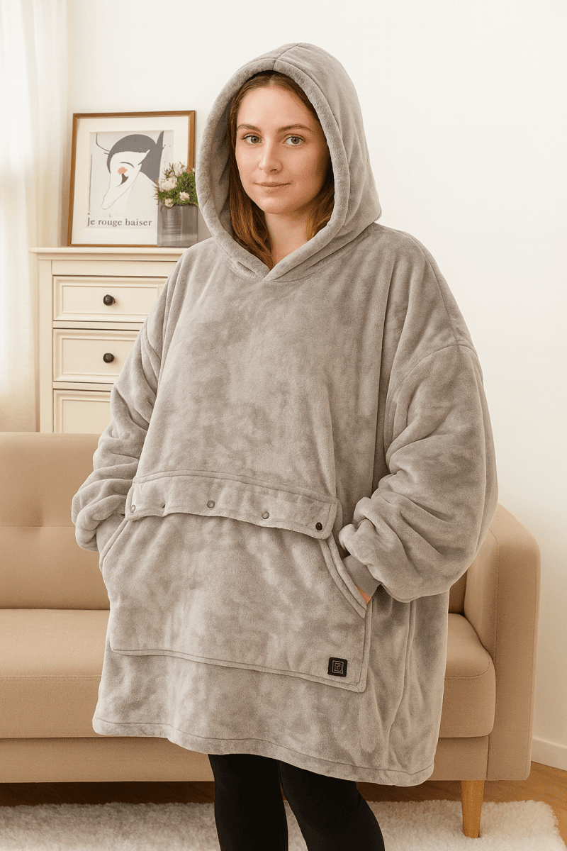 USB Heated Blanket Hoodie — One Size, Soft Fleece Warmth 26