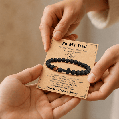 Men's Beaded Cross Bracelet — with Personalized Message Card 3