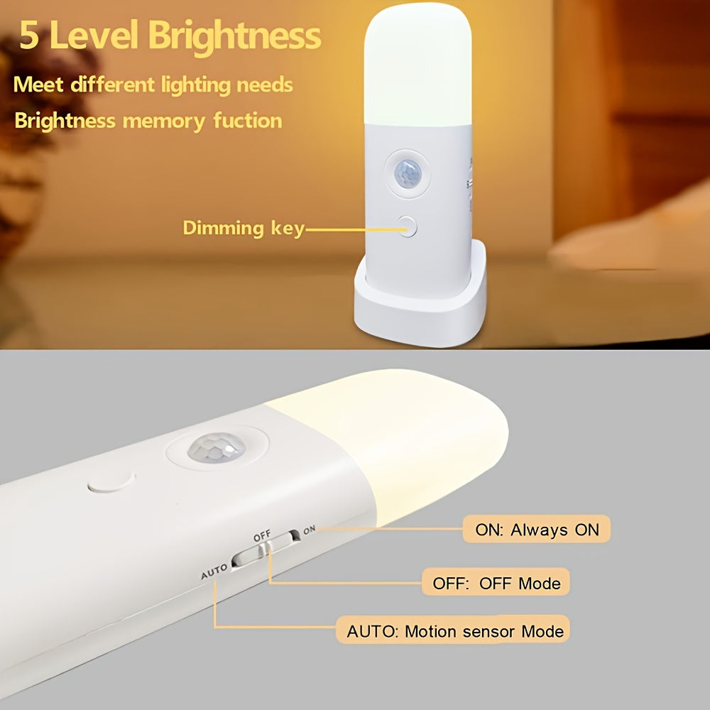 LED Night Light with Motion Sensor — USB Rechargeable 2000mAh 3
