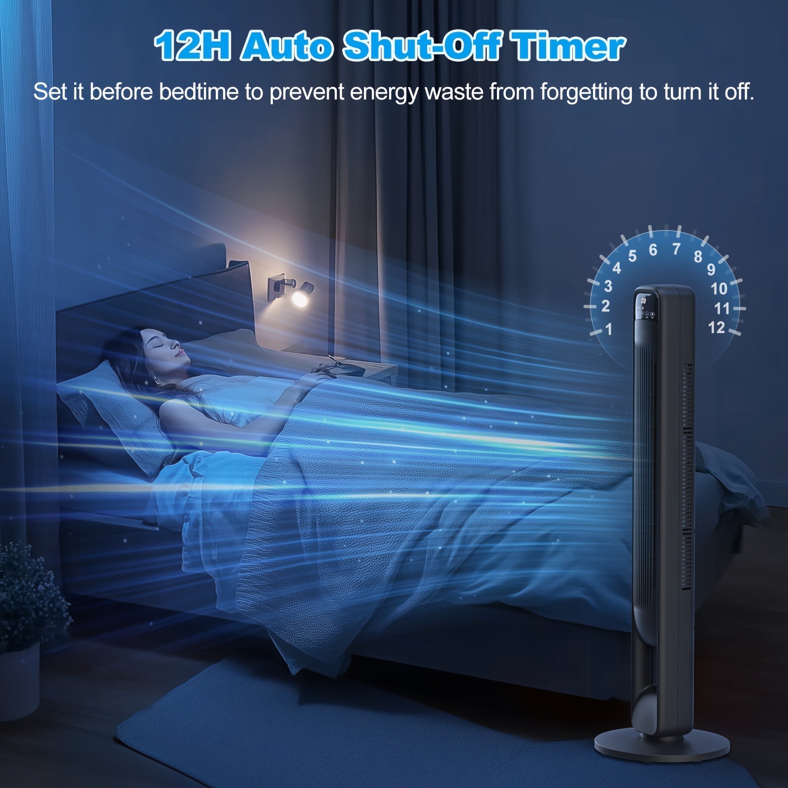 Bladeless Tower Fan — 12h Timer & 60° Oscillation, 3 Speeds 4