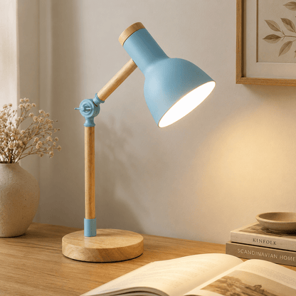 Adjustable Wood Desk Lamp with Metal Shade — Nordic Reading Light 3