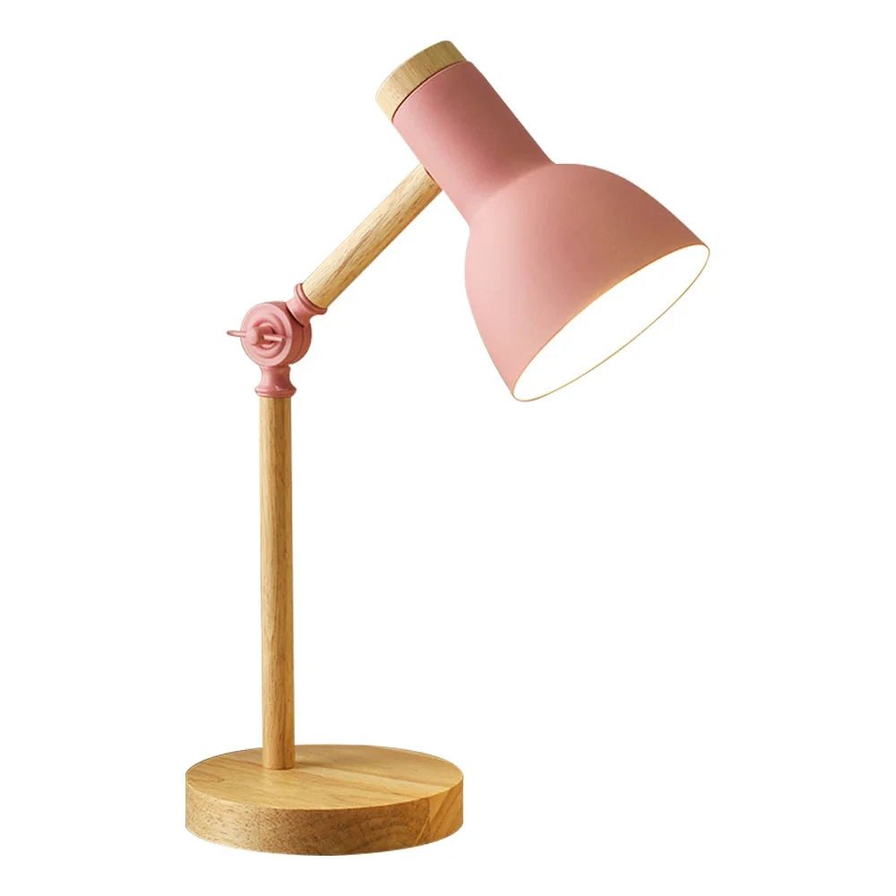 Adjustable Wood Desk Lamp with Metal Shade — Nordic Reading Light 4