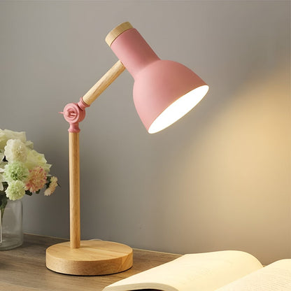 Adjustable Wood Desk Lamp with Metal Shade — Nordic Reading Light 7