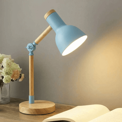 Adjustable Wood Desk Lamp with Metal Shade — Nordic Reading Light 8