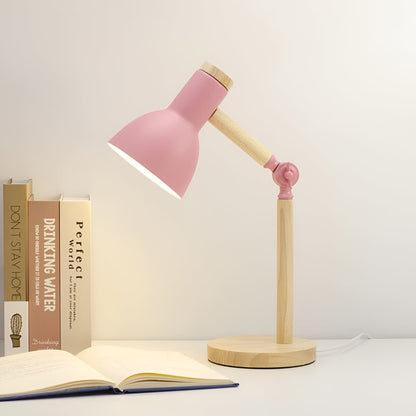 Adjustable Wood Desk Lamp with Metal Shade — Nordic Reading Light 1