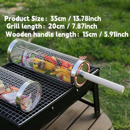 Rollgrill — Stainless Steel Rotating BBQ Grill Basket 9