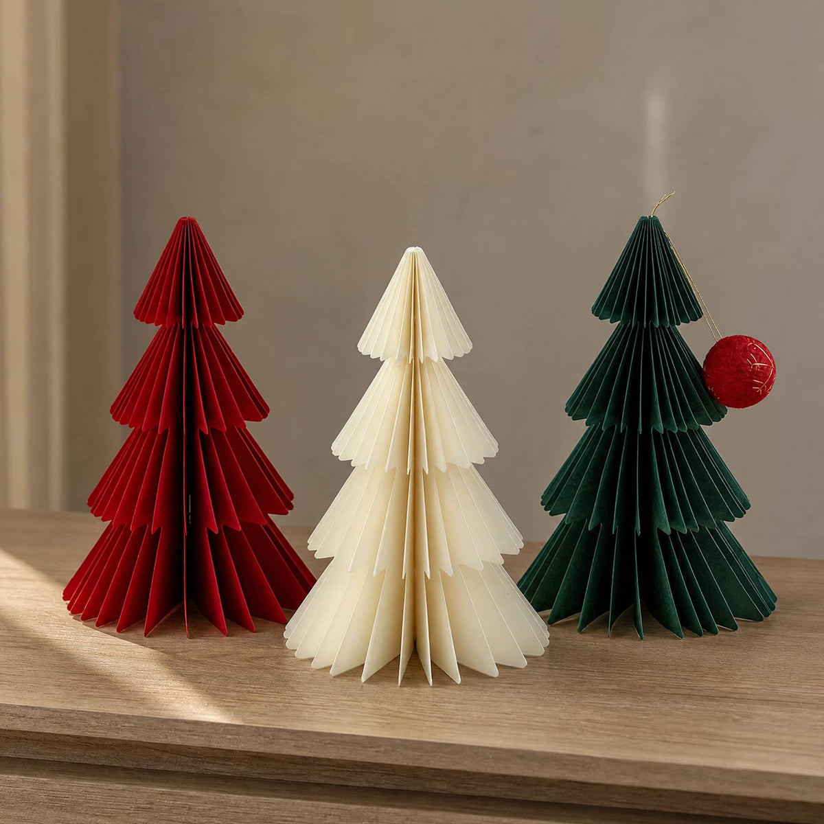 Paper Honeycomb Christmas Trees — 3D Tabletop Decor Set 13