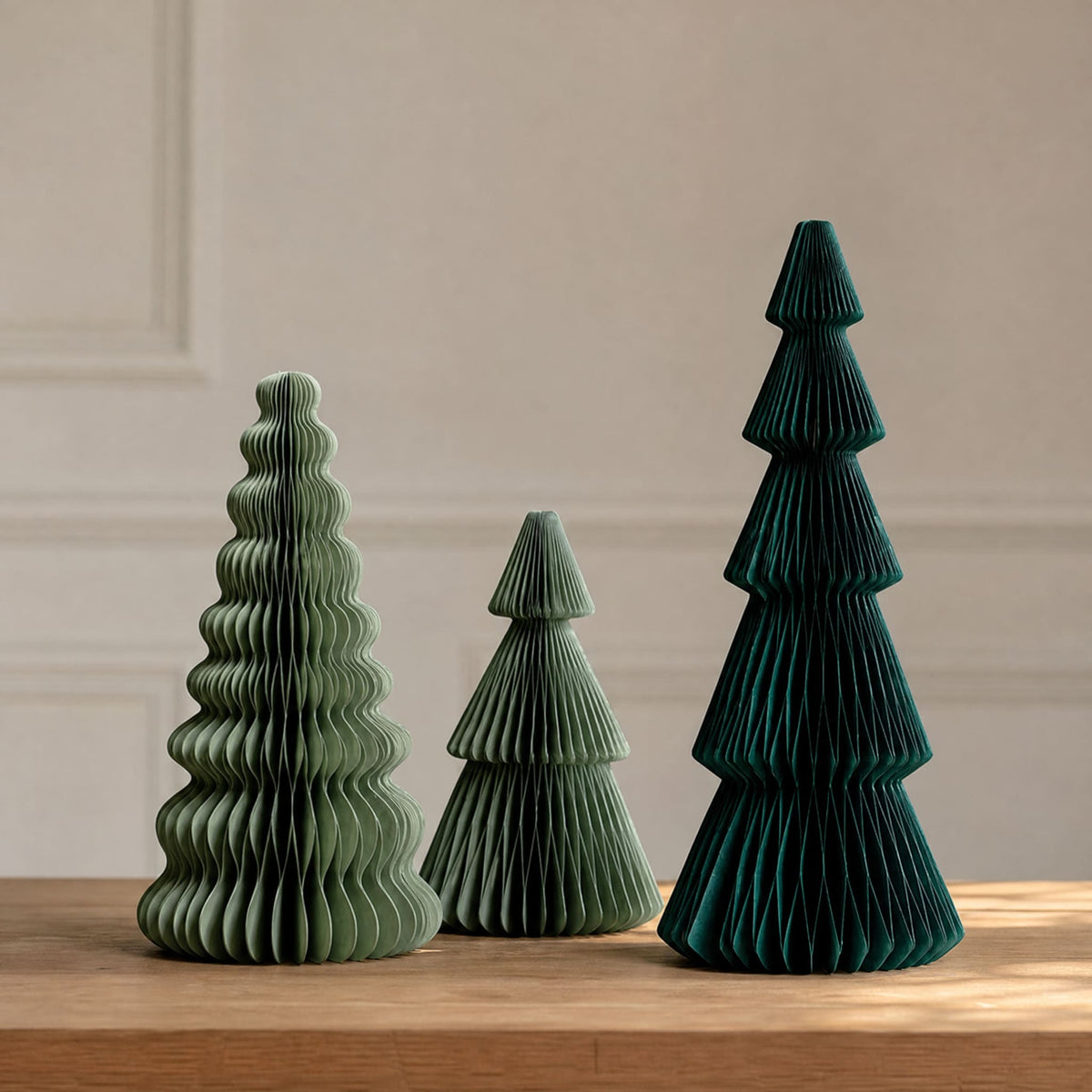 Paper Honeycomb Christmas Trees — 3D Tabletop Decor Set 14