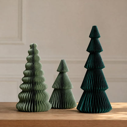 Paper Honeycomb Christmas Trees — 3D Tabletop Decor Set 14