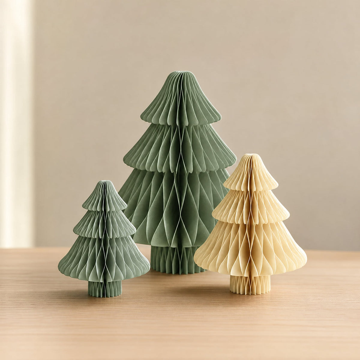 Paper Honeycomb Christmas Trees — 3D Tabletop Decor Set 15