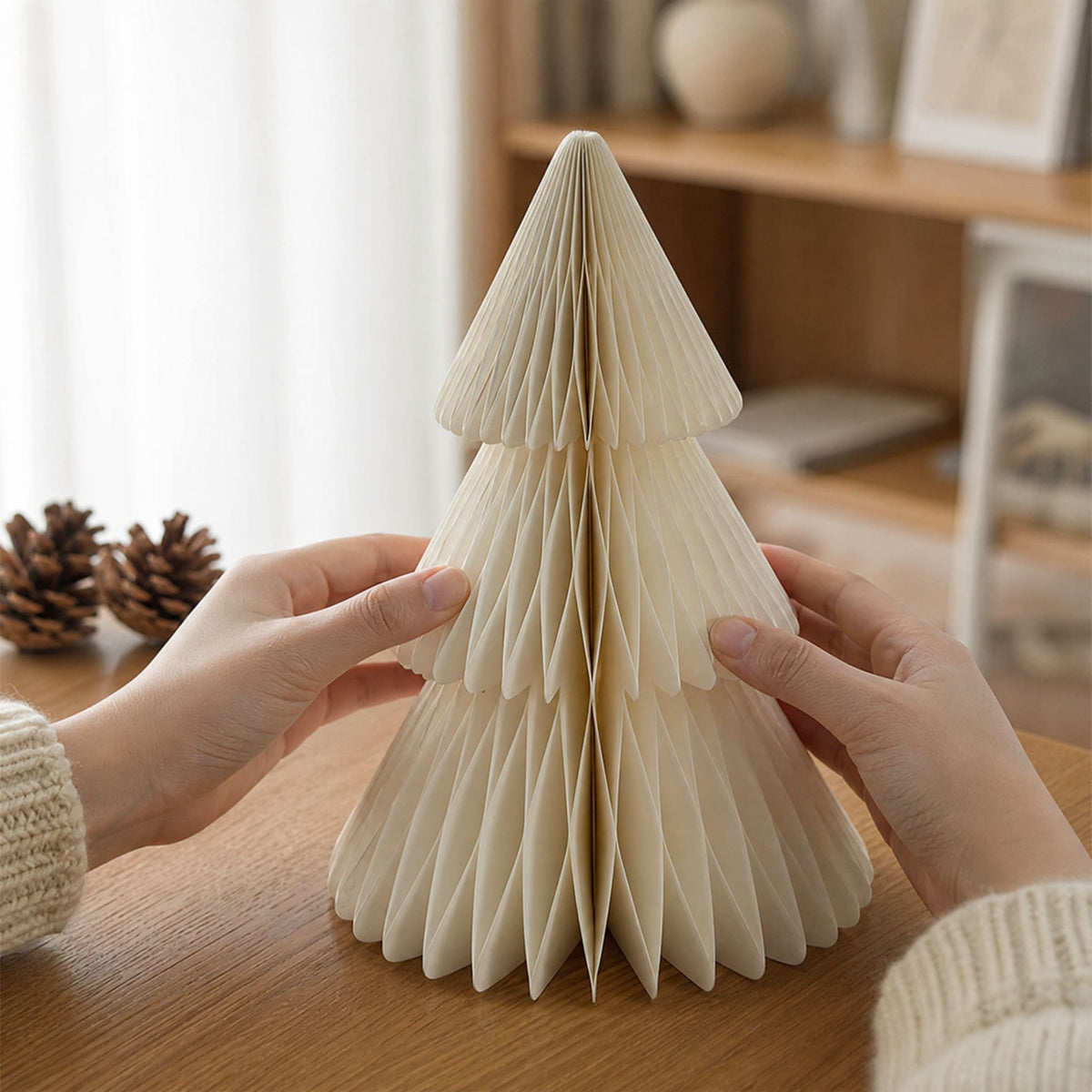 Paper Honeycomb Christmas Trees — 3D Tabletop Decor Set 2