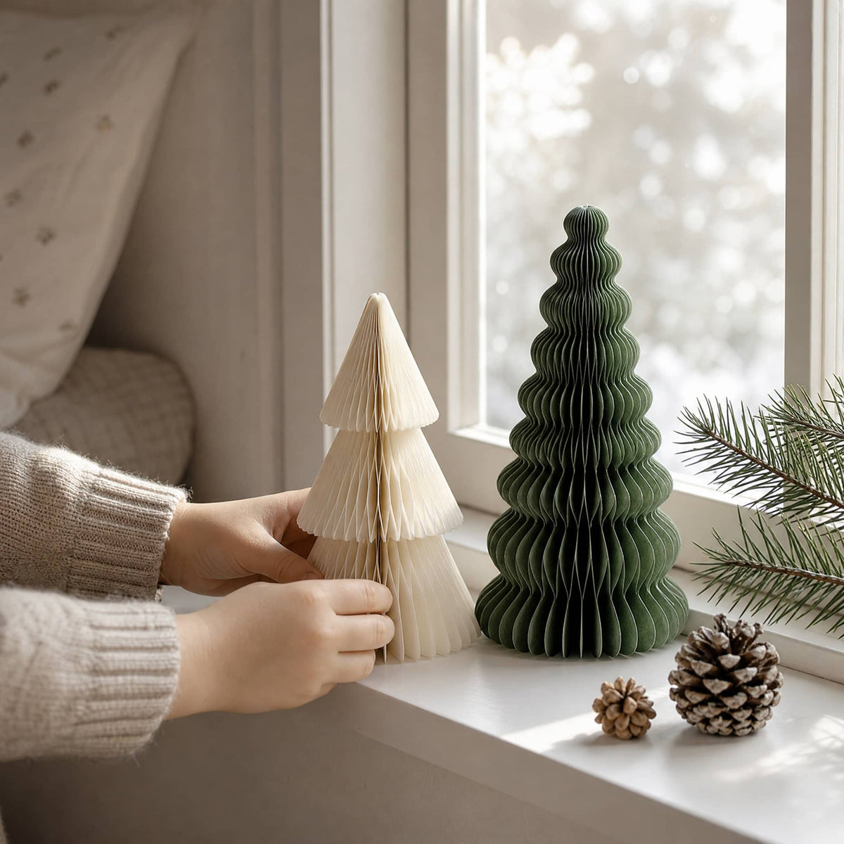 Paper Honeycomb Christmas Trees — 3D Tabletop Decor Set 5