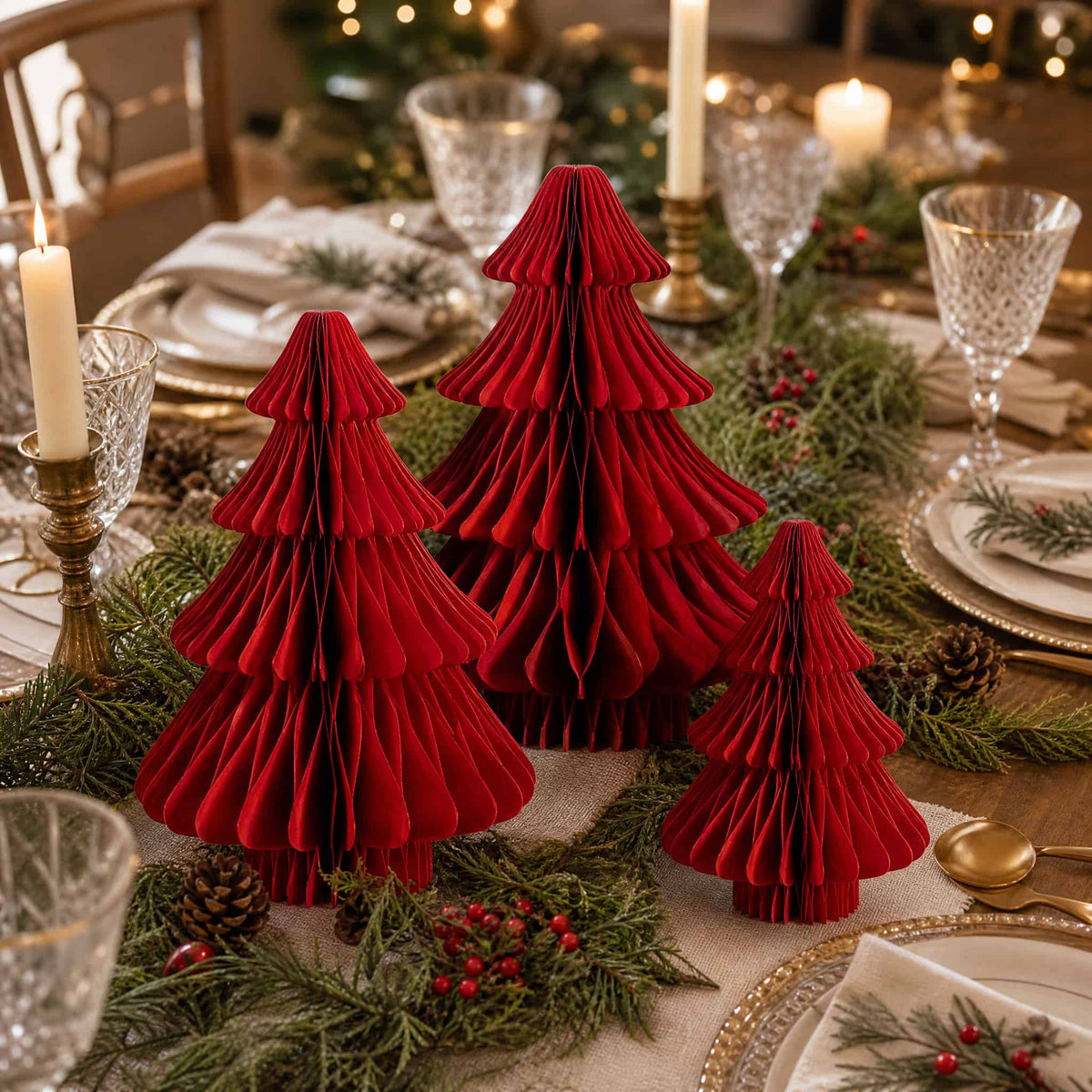 3D Honeycomb Paper Christmas Tree — Foldable Table Decoration 3