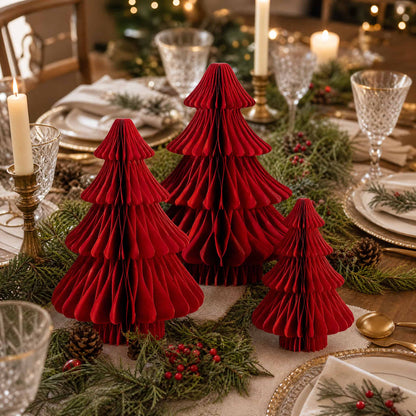 3D Honeycomb Paper Christmas Tree — Foldable Table Decoration 3